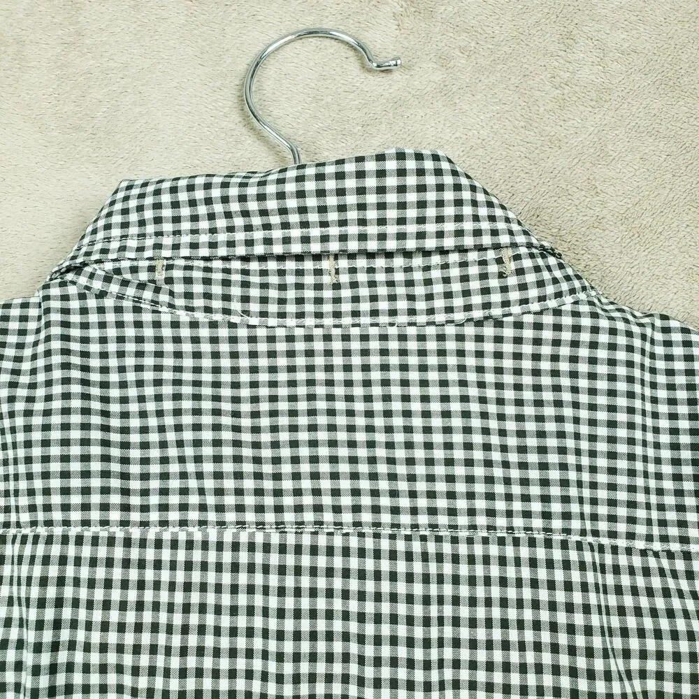 Banana Republic Shirt Mens Large Gray Check Untucked Fit Button Down Casual
